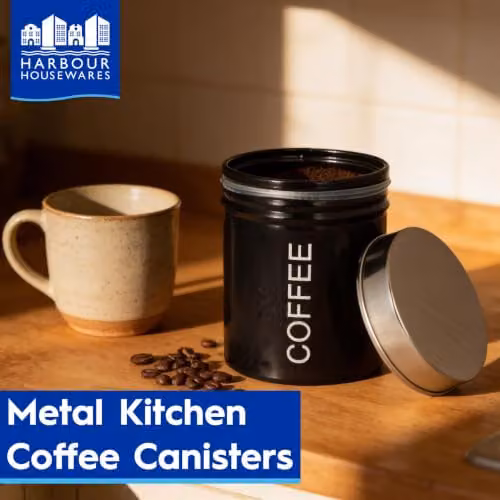 Harbour Housewares Metal Coffee Storage Canister with Airtight Lid, Grey – 3