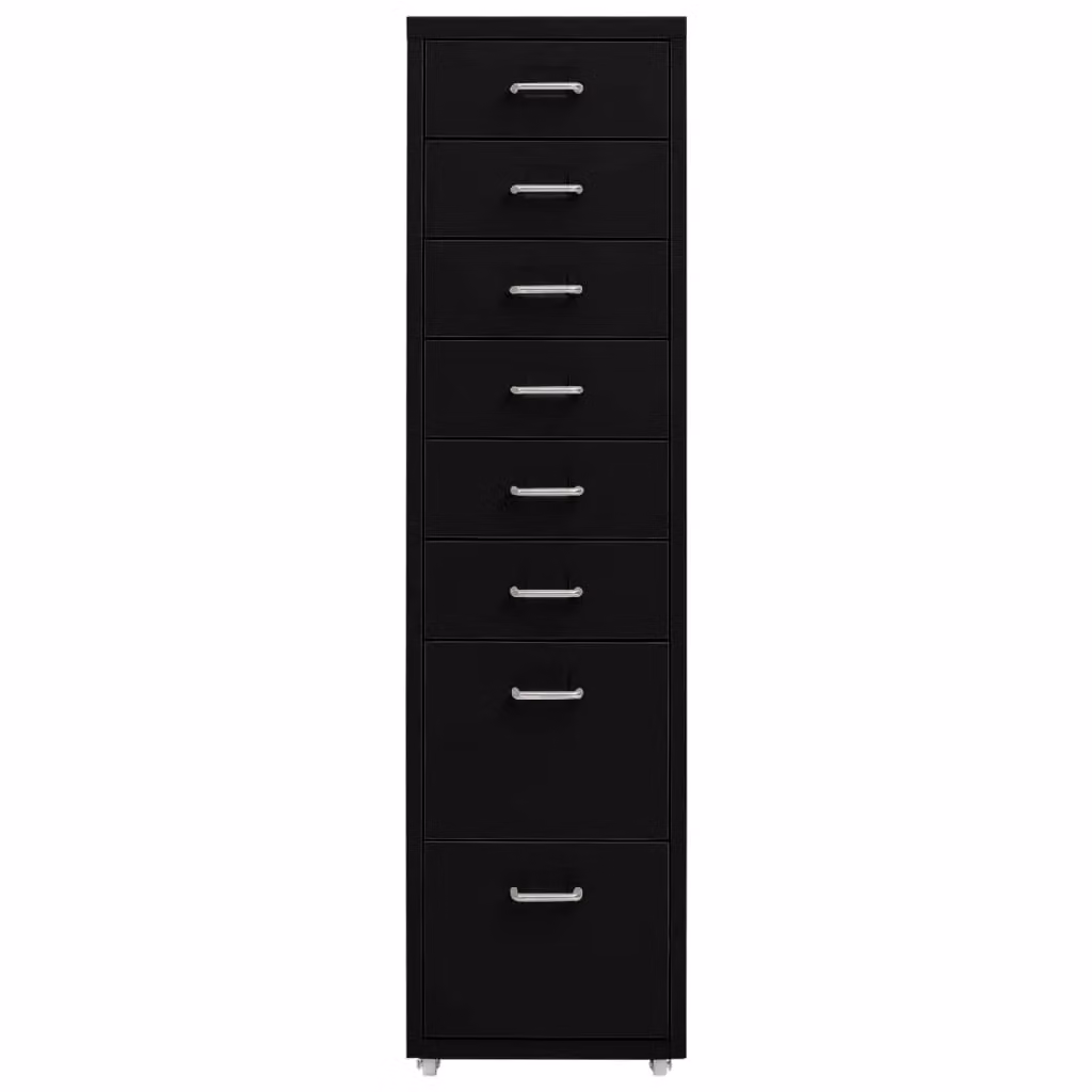 Berkfield Home Mobile Metal File Cabinet in Black, W/D/H: 28 x 41 x 109 cm – 2