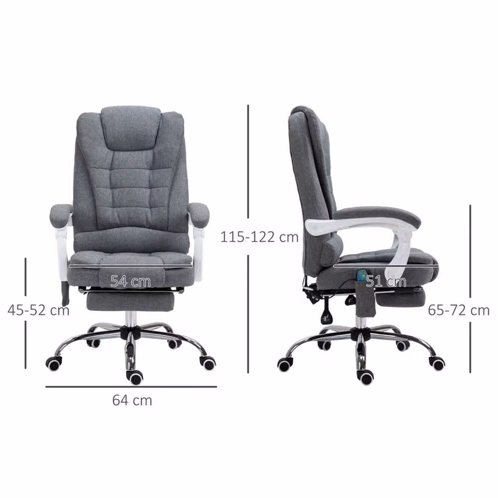Nordara Ergonomic Heated 6-Point Vibration Massage Office Chair in Grey – 2