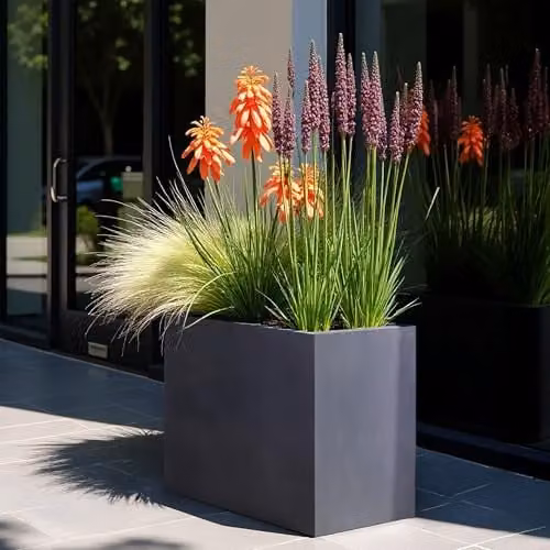 IDEALIST Grey Slate Reinforced Stone Large Trough Planter, 91L – 2