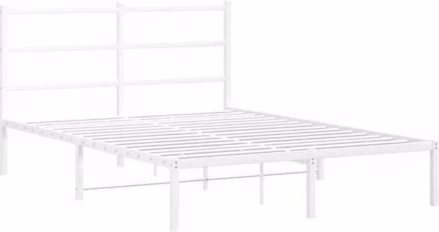 Berkfield Home Metal Bed Frame with Headboard, White, W/D/H: 140 x 190 x 90 cm – 1
