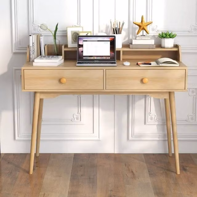 Kelvenix Brown Rubberwood Writing Desk for Home Office – 1
