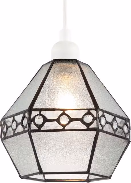 Happy Homewares Industrial Style Pendant Light Shade in Bronze with Transparent Glass and Gems