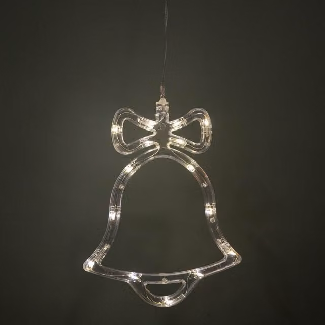Samuel Alexander Christmas Bell Window Decoration with Warm White LEDs, White and Transparent, 21 cm
