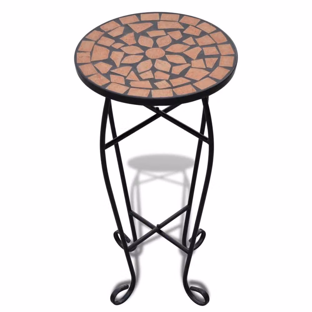 Berkfield Home Mosaic Side Table and Plant Table in Black with Ceramic Top, W/D/H: 30 x 30 x 60 cm – 2