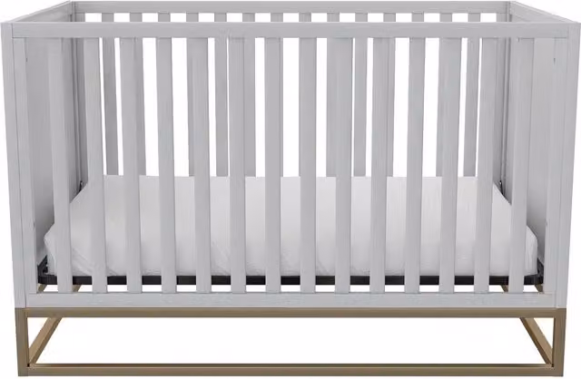Little Seeds LS Haven 3in1 Crib in White and Grey with Base and Rail, 60 x 120 cm
