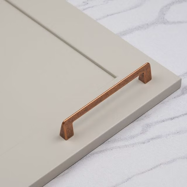 Handle & Home Soft Tapered End D-Bar Handle in Rustic Antique Copper, 175mm