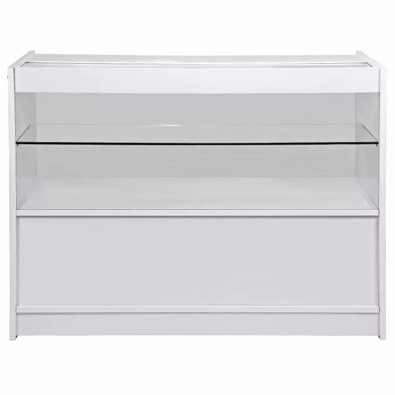Monstershop Pegasus Glossy White Retail Display Set with Glass Sliding Doors, W/D/H: 120 x 60 x 90 cm