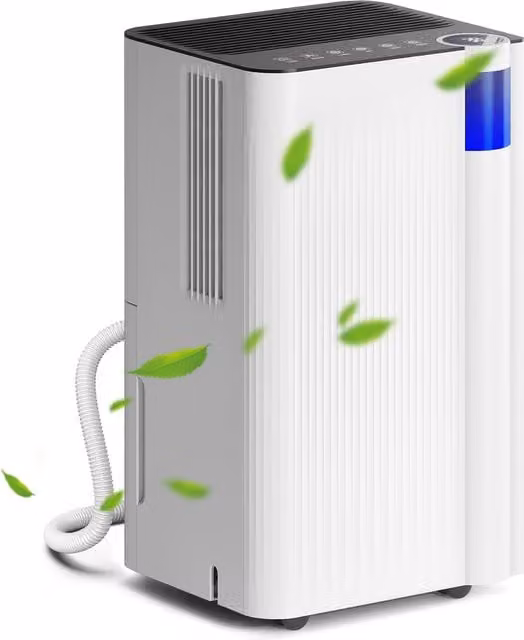 HOMCOM White Quiet Dehumidifier with 12L Daily Capacity, 2L Water Tank, Continuous Drainage, 24H Timer and Digital Humidity Display – 1