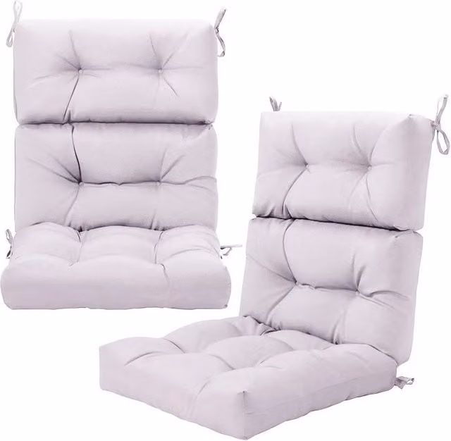 Kelvenix Grey High Back Chair Cushion Seat Pad, W: 100 cm, L: 190 cm