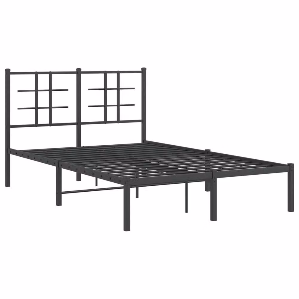 Berkfield Home Metal Bed Frame with Headboard in Black, W/D/H: 120 x 190 cm – 3