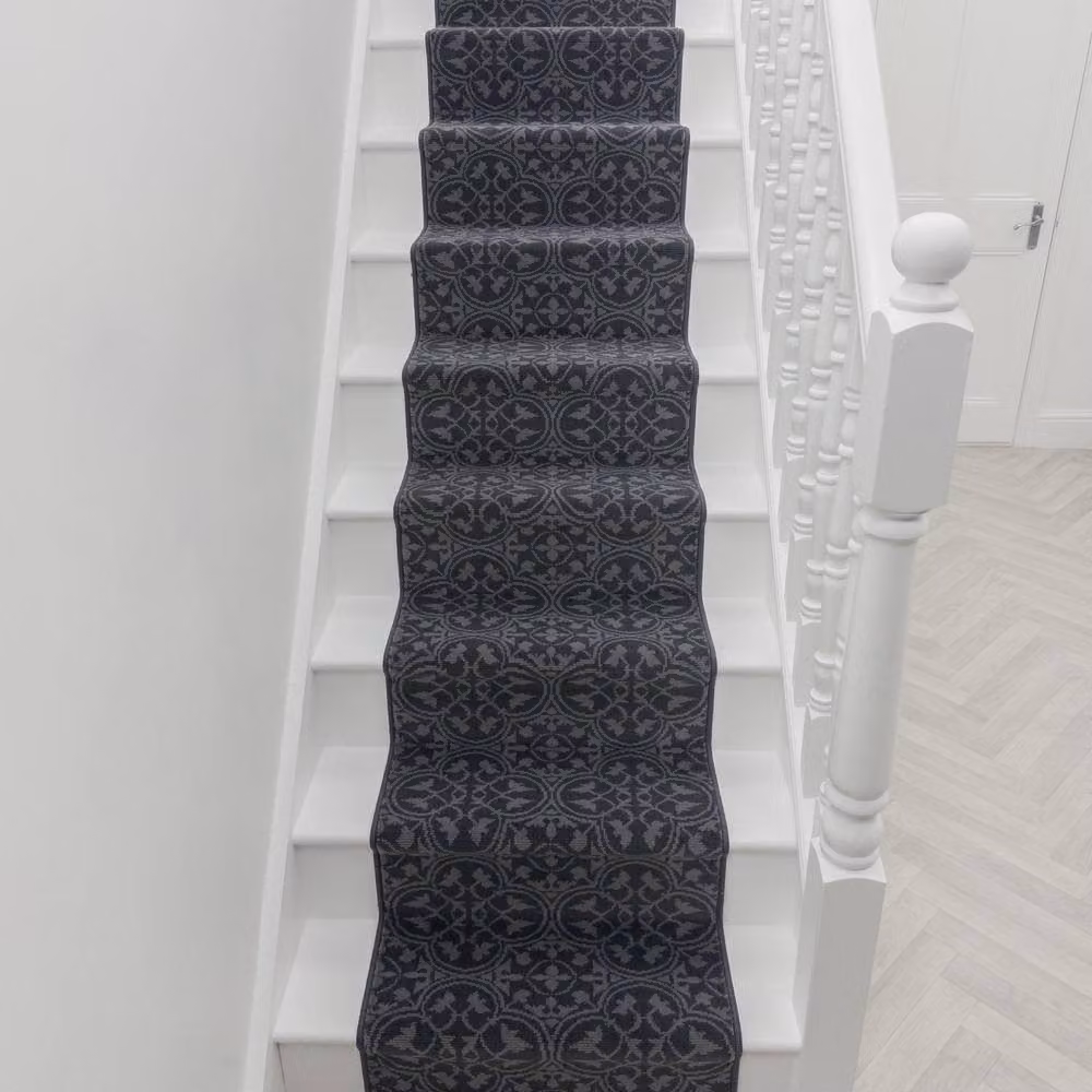 runrug Mosaic Stair Runner Carpet in Grey, W: 60 cm, L: 660 cm – 4