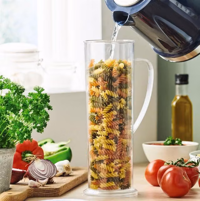 mysmartbuy Express Pasta or Vegetable Cooker, 1.75L Energy Saving Cooking Jug with Thermal Lid and Strainer, Transparent, H: 31.5 cm, W: 10.5 cm, D: 10.5 cm