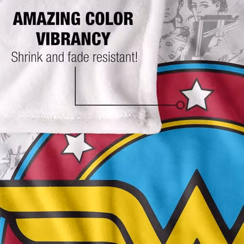 DC Comics Wonder Woman Super Soft Fleece Throw Blanket, White, W/D/H: 152 x 127 cm – 4