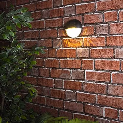 St Helens Home & Garden Solar Powered Black Wall and Fence LED Light with 2 Warm White LEDs – 2