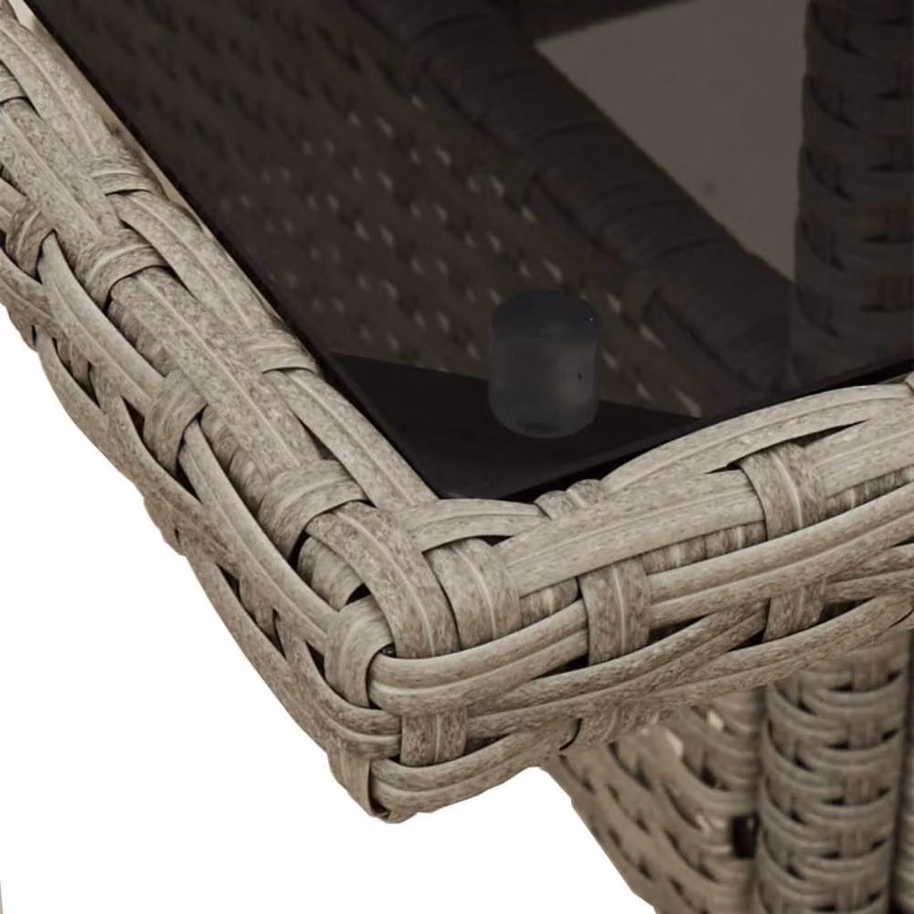 Berkfield Home Square Garden Table with Glass Top in Light Grey Poly Rattan, W/D/H: 80 x 80 x 75 cm – 5