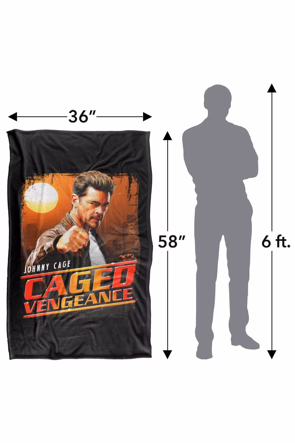 Warner Bros. Mortal Kombat 2 Johnny Cage Caged Vengeance Super Soft Fluffy Polyester Blanket, Multicolour, Extra Large – 3