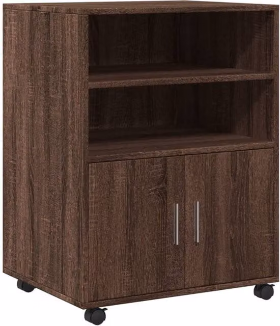 Berkfield Home Modern Rolling Cabinet in Brown Oak, W/D/H: 60 x 48 x 81 cm – 1