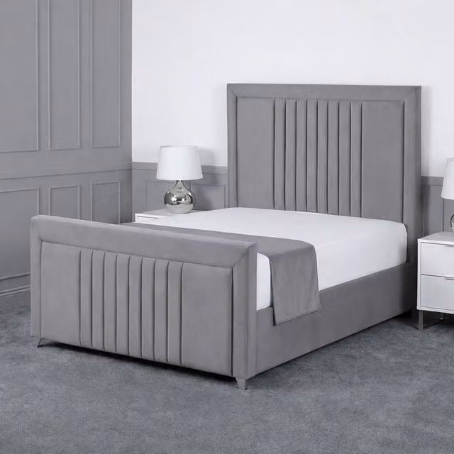 Living Comfort Bedz Celeste Upholstered Gas Lift Storage Bed in Grey, W/D: 140 x 200 cm