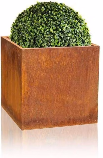 Primrose Steel Cube Planter Tub in Brown or Silver, W/D/H: 60 x 60 x 60 cm