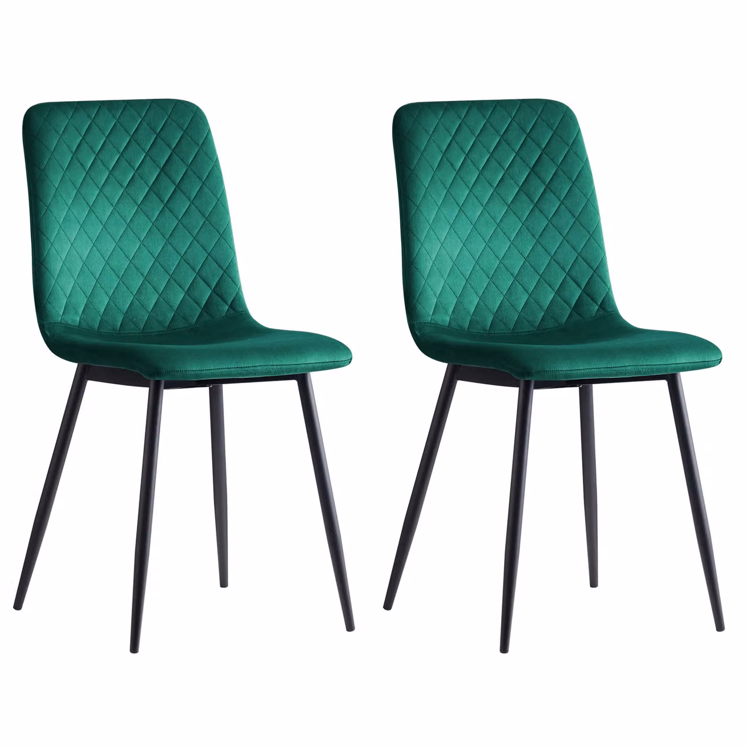 MCC Direct Lexi Set of 2 Green Velvet Fabric Upholstered Modern Dining Chairs – 2