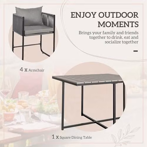 Outsunny 4 Seater Rattan Cube Garden Furniture Set with Cushions in Grey – 3