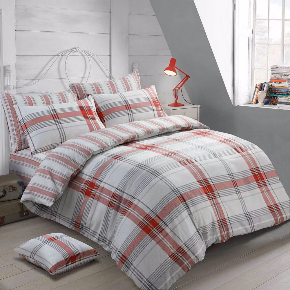 Velosso Burlington Red Checked Duvet Cover and Pillowcase Set, W/D/H: 200 x 200 cm – 2