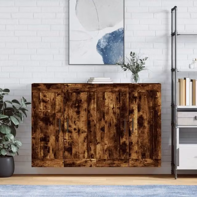 Berkfield Home Wall Mounted Cabinets, 2 Piece Set in Smoked Oak Brown – 1