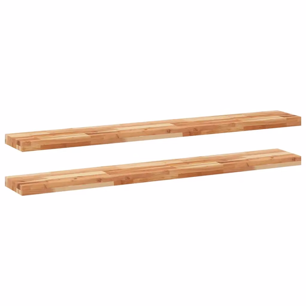 Berkfield Home Set of 2 Floating Shelves in Brown Oil Finished Solid Acacia Wood, W/D/H: 120 x 20 x 4 cm – 1