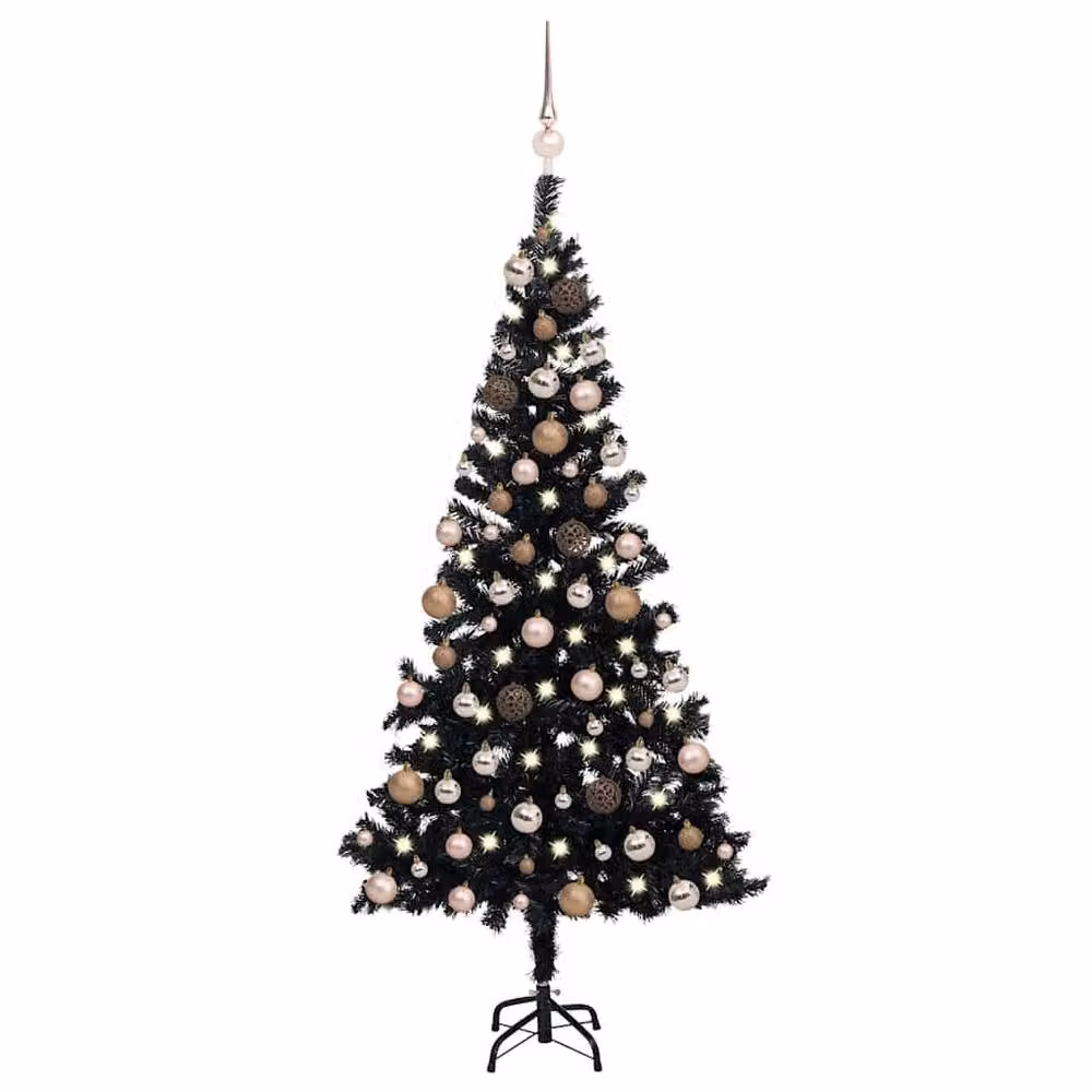 Berkfield Home Artificial Pre-lit Christmas Tree with Ball Set, Black, Height: 150 cm – 2