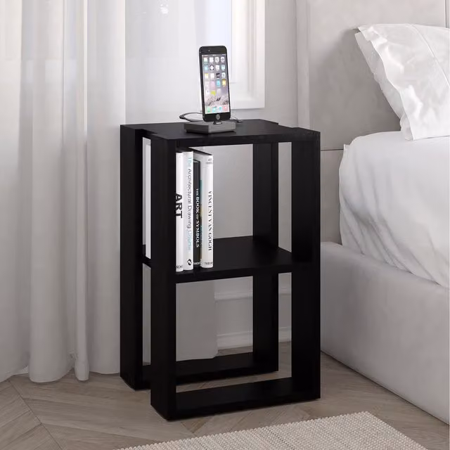 Decortie Lonie Modern Black Bedside Table W/D/H: 30 x 34 x 55 cm