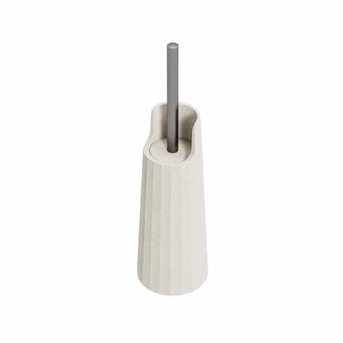 COSMIC Avenir Contemporary Polygonal Design Toilet Brush and Freestanding Holder in Natural White, Made of Recycled Plastic