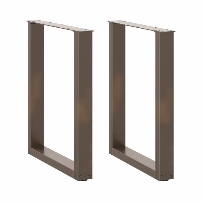 Berkfield Home U-Shaped Coffee Table Legs, 2 Pieces, Brown Steel, H: 72-73 cm x W: 70 cm