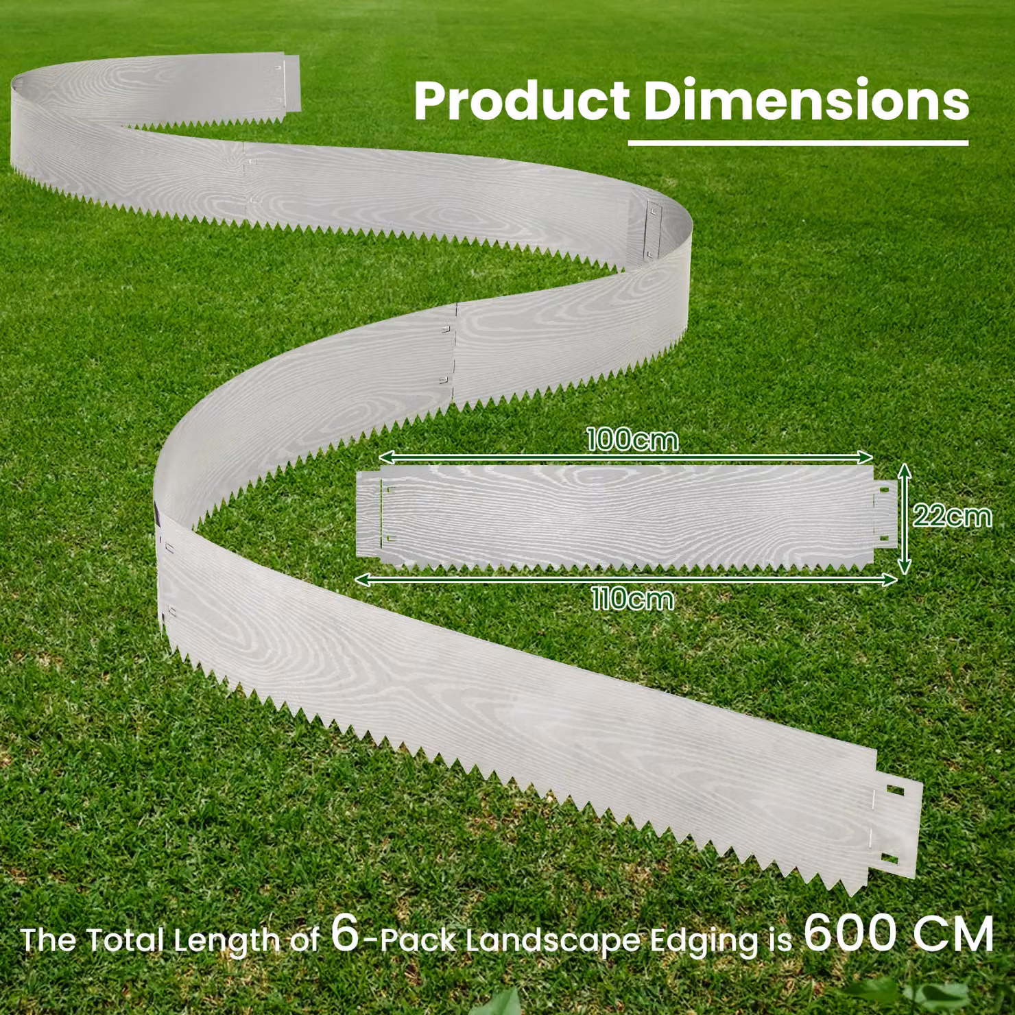 Gymax 6-Pack 600 cm Galvanised Metal Landscape Edging and No-Dig Tree Fence Set in Silver – 2