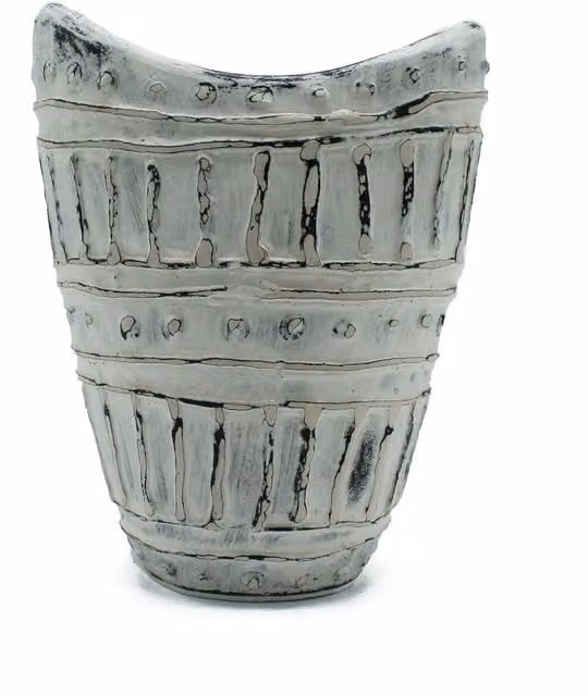 KDMD Modern Ceramic Tabletop Vase in Beige/White, Height: 22 cm