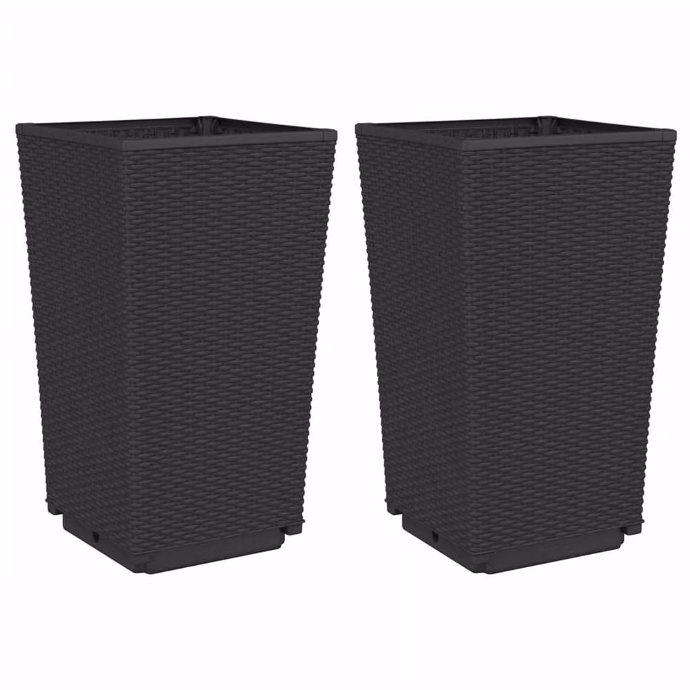 Berkfield Home Garden Planter Tub, 2 Pack, Black, W/D/H: 32.5 x 32.5 x 57 cm – 2