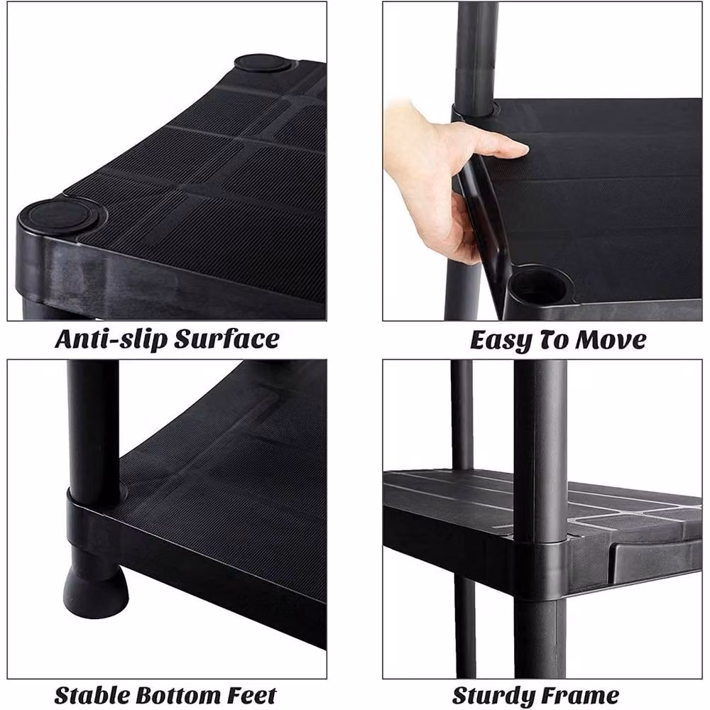 Kelvenix 5 Tier Black Plastic Storage Shelf Rack – 4