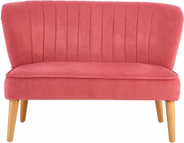 Premier Kids Orsina 2 Seat Pink Velvet Upholstered Kids Sofa with Matching Ottoman – 1