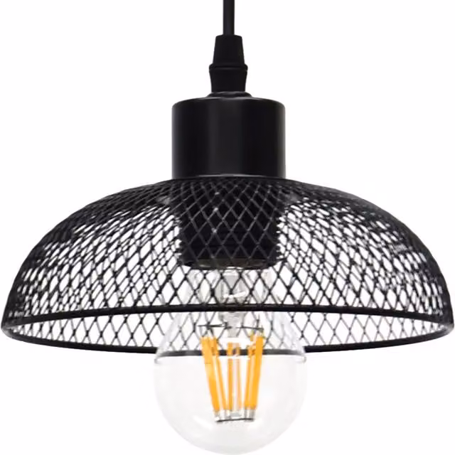 First Choice Lighting Cassidy Small Black Metal Mesh Industrial Cylinder Pendant Shade