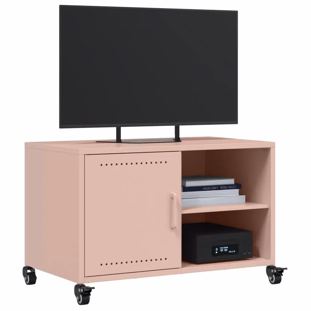 Berkfield Home Modern Pink Matt Metal TV Cabinet W/D/H: 68 x 39 x 43.5 cm – 4