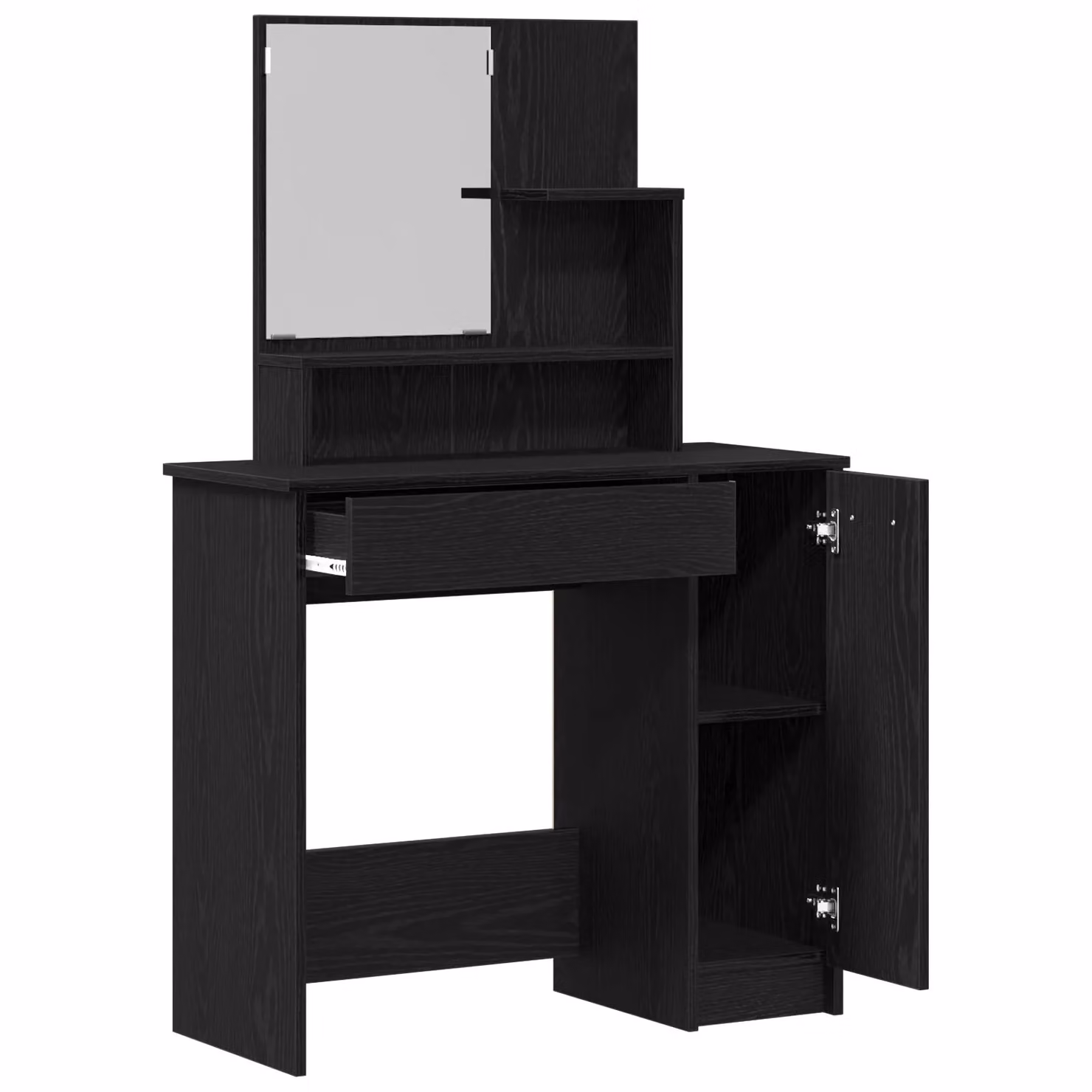Berkfield Home Black Oak Dressing Table with Mirror, W: 86.5 cm, D: 35 cm, H: 136 cm – 2