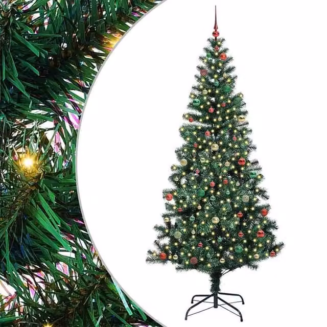 Berkfield Home Pre-lit Artificial Christmas Tree, Green, Height: 240 cm