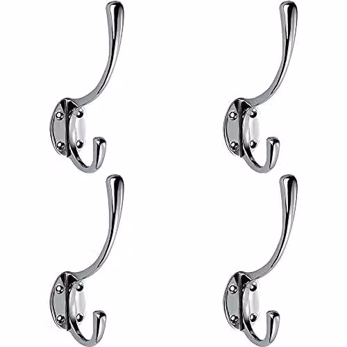 Loops 4 Pack Victorian Hat and Coat Hooks on Oval Backplate in Polished Chrome