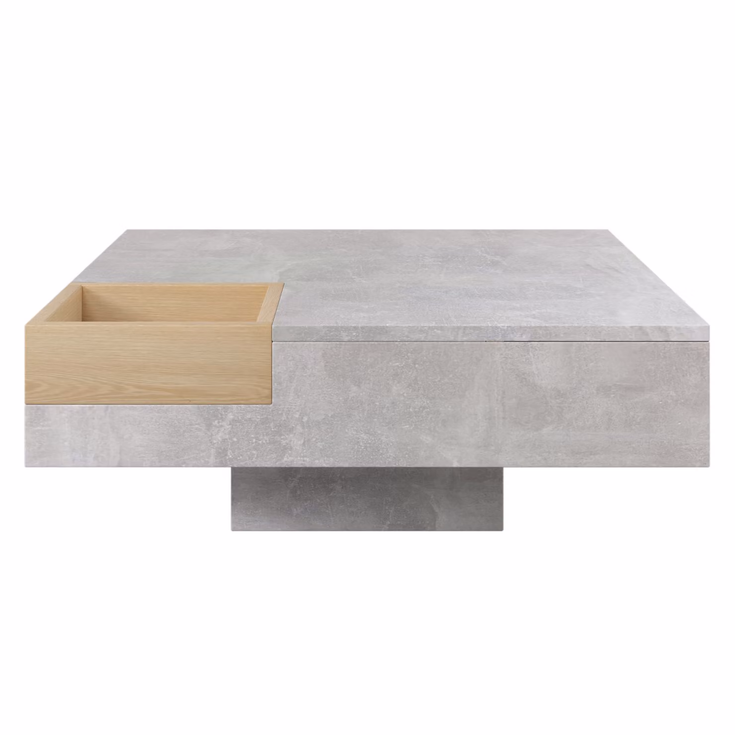 Aosom.UK Modern Square Coffee Table with Marble Top and Storage Box, Grey, W/D/H: 72 x 72 x 30 cm – 2