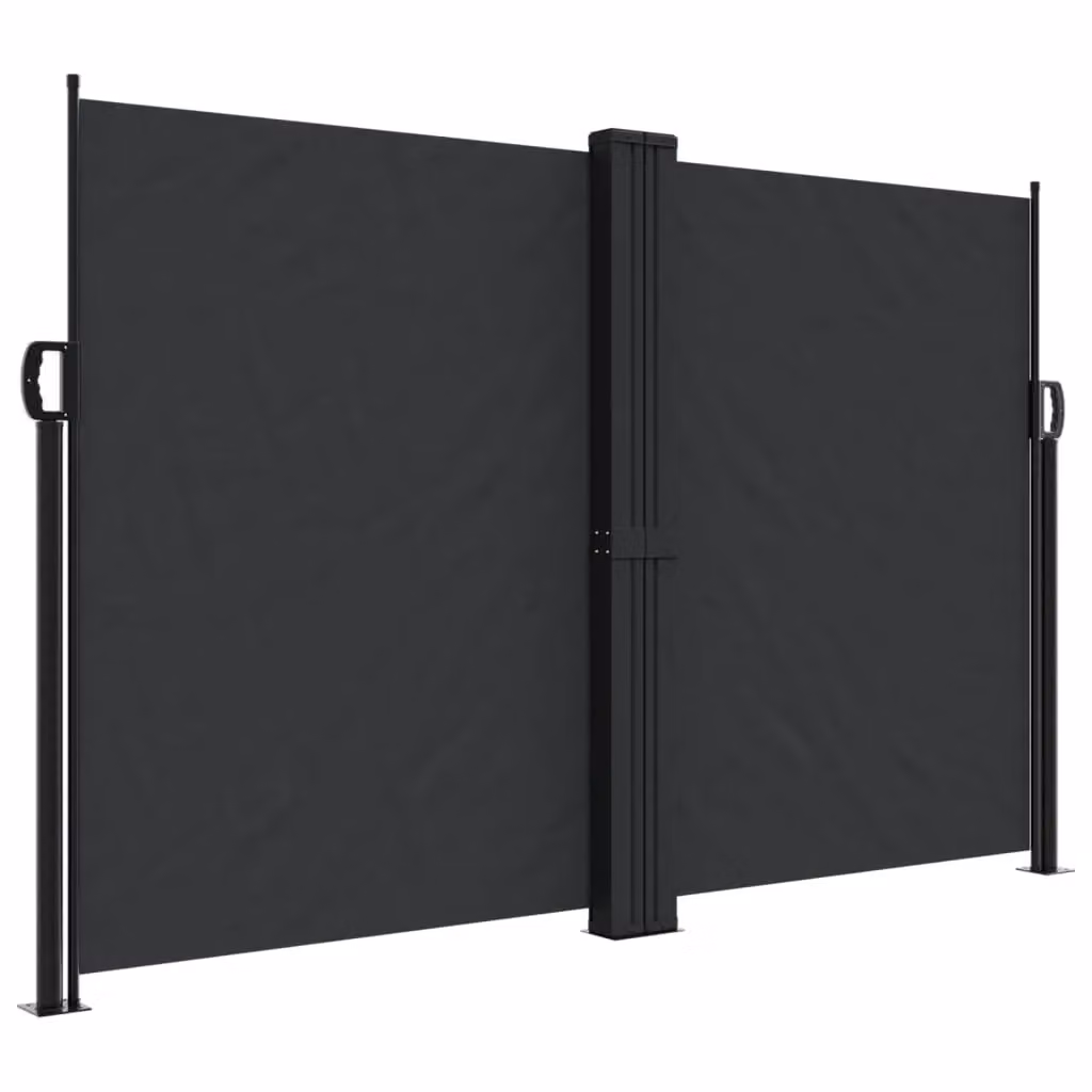 Berkfield Home Retractable Side Awning in Black, Manual Pull Polyester and Metal Construction, W/H: 1200 x 160 cm – 2