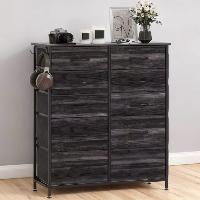 ERGOVEXA Chest of Ten Fabric Drawers in Black