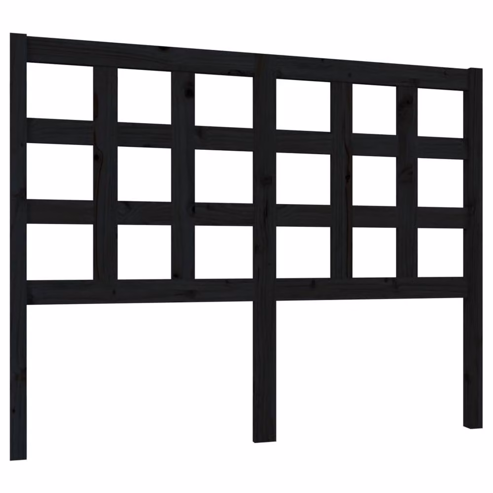 Berkfield Home Beautiful Bed Headboard in Black Solid Pine Wood, W: 125.5 cm, D: 4 cm, H: 100 cm – 3