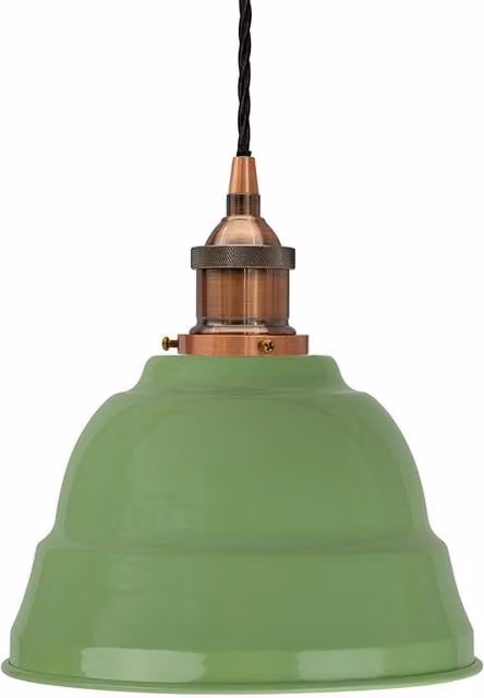 SE Home Lincoln Mint Green Pendant Light with Antique Copper and Black Metal Details