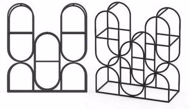 Minster 8 Bottle Cast Iron Wine Rack, Black, L8 x W18 x H33 cm