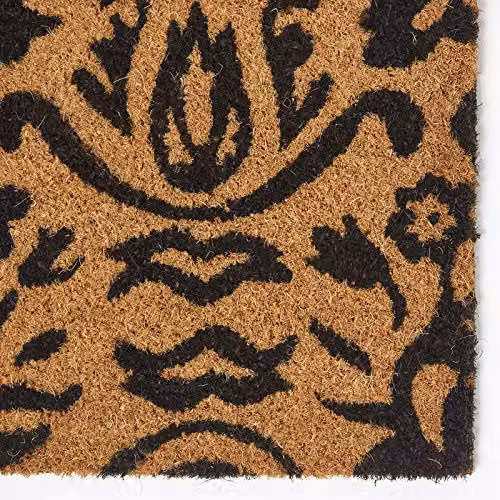 Homescapes Black Scroll Baroque Coir and PVC Doormat, W: 45 cm, D: 75 cm – 2